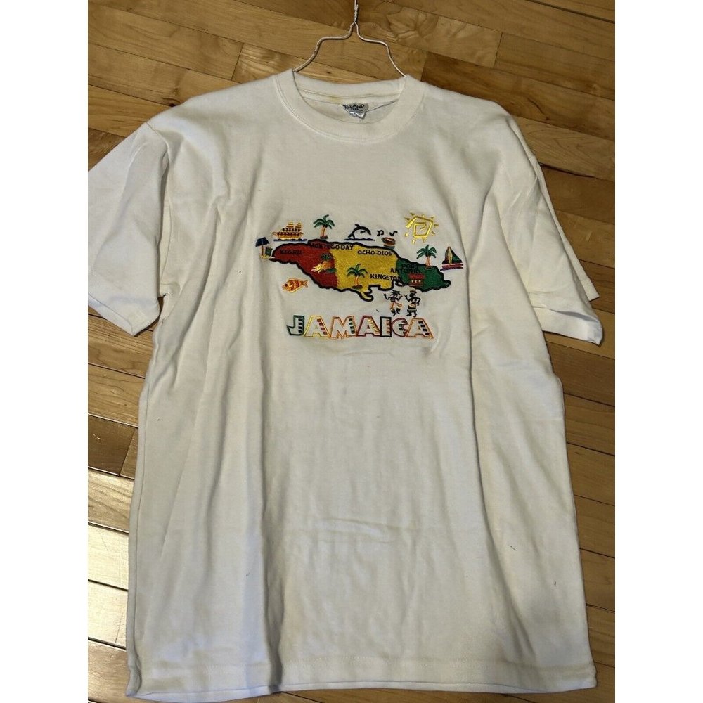 jamaica t shirt XL Island Map Tourist Beach Festival Embroidered